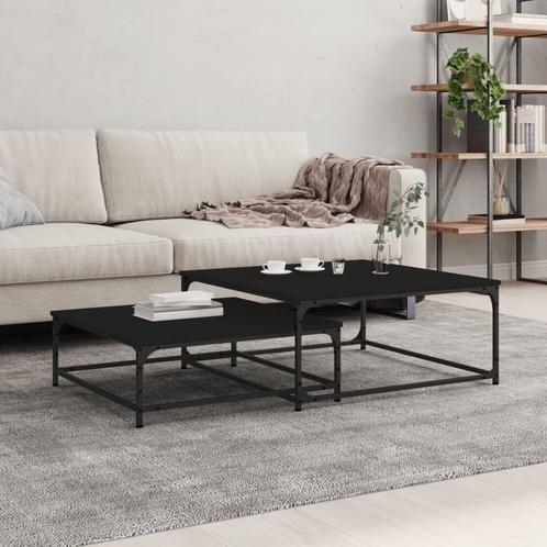 vidaXL 2-delige Tafeltjesset bewerkt hout zwart, Huis en Inrichting, Tafels | Salontafels, Nieuw, Verzenden