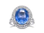 GRS 9.62 Carat Ceylon Blue Sapphire & 1.02Ct Diamonds Halo -