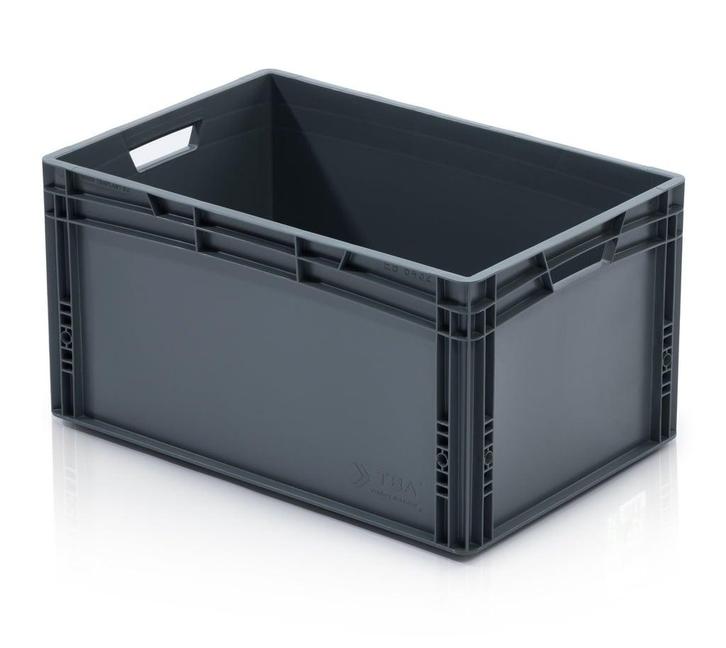 Stapelbak 600x400x320 euronorm donkergrijs nieuw (recycled), Zakelijke goederen, Kantoor en Winkelinrichting | Magazijn, Stelling en Opslag