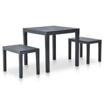 vidaXL Table de jardin avec 2 bancs Plastique Anthracite, Jardin & Terrasse, Verzenden, Neuf