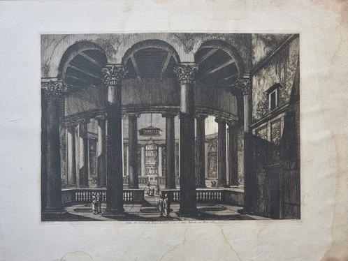 Luigi Rossini (1790–1857) - veduta dellInterno del Tempio, Antiek en Kunst, Antiek | Overige Antiek