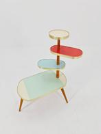 Tafelstandaard - Hout, Messing, Retro bloemen tafel