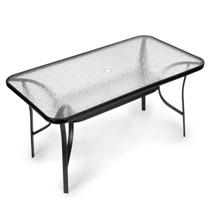 Tuintafel 140x80cm | Parasolgat | OP = OP 40%, Tuin en Terras, Tuintafels, Rechthoekig, Nieuw, Metaal, Verzenden