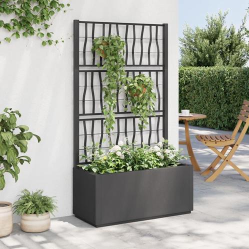 vidaXL Jardinière avec treillis gris foncé 80x36x140 cm, Jardin & Terrasse, Pots de fleurs, Neuf, Envoi