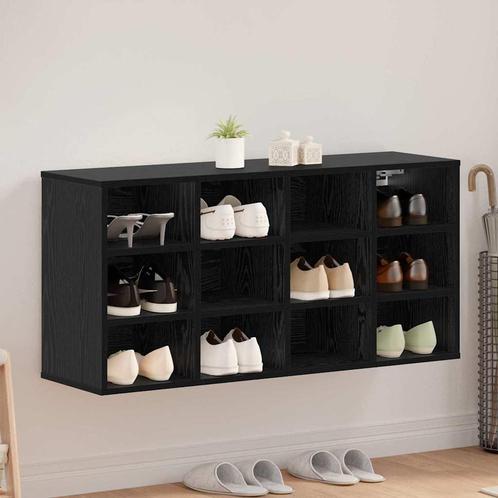 vidaXL Schoenenkast Zwart eiken 103 x 30 x 51 cm Bewerkt, Huis en Inrichting, Kasten | Schoenenkasten, Nieuw, Verzenden