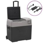 vidaXL Koelbox met wielen en adapter 40 L polypropeen zwart, Verzenden, Nieuw