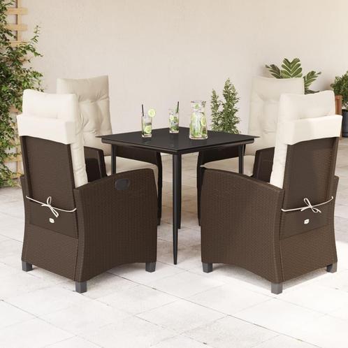 vidaXL 5-delige Tuinset met kussens poly rattan bruin, Tuin en Terras, Tuinsets en Loungesets, Tuinset, Nieuw, Verzenden