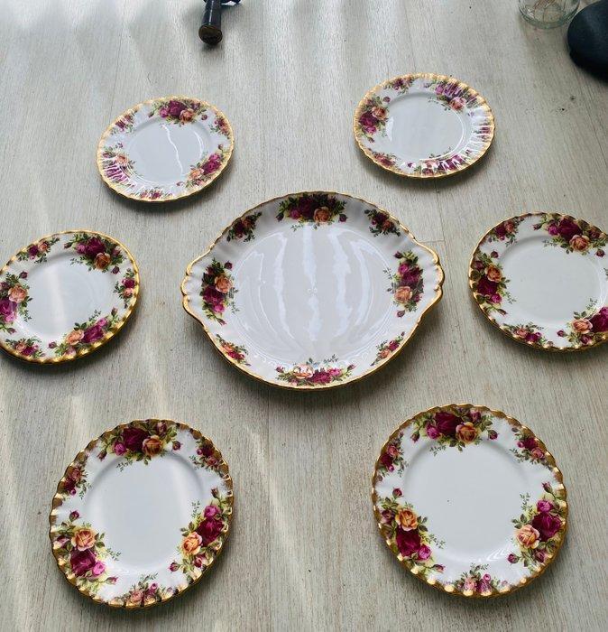 Royal Albert gebaksset stel - Royal Albert Gebaksbord en, Antiquités & Art, Antiquités | Meubles | Tables