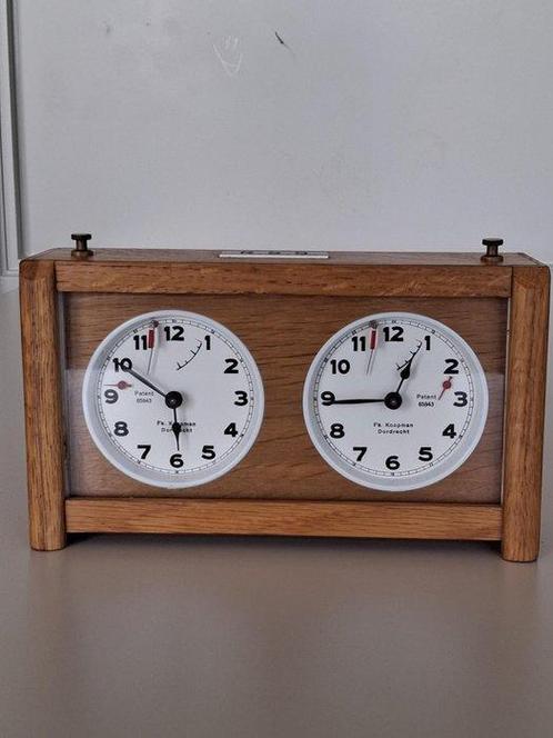 Vintage/antieke schaakklok H. Koopman - Schaakspel - Hout, Antiek en Kunst, Curiosa en Brocante