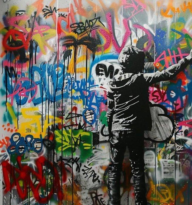 Dine Chanima - (XXL) Giant Neon Bursts Of Anarchy, Antiquités & Art, Art | Objets design