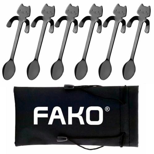 Fako Bijoux® - 6x Theelepel / Koffielepel Hangende Kat -, Huis en Inrichting, Keuken | Bestek, Verzenden