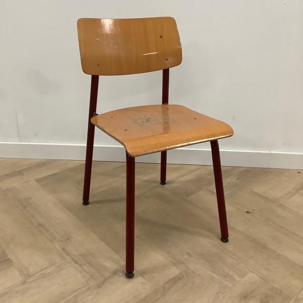 schoolstoel zithoogte 43 cm, licht beuken - rood, Huis en Inrichting, Stoelen, Gebruikt, Eén, Hout
