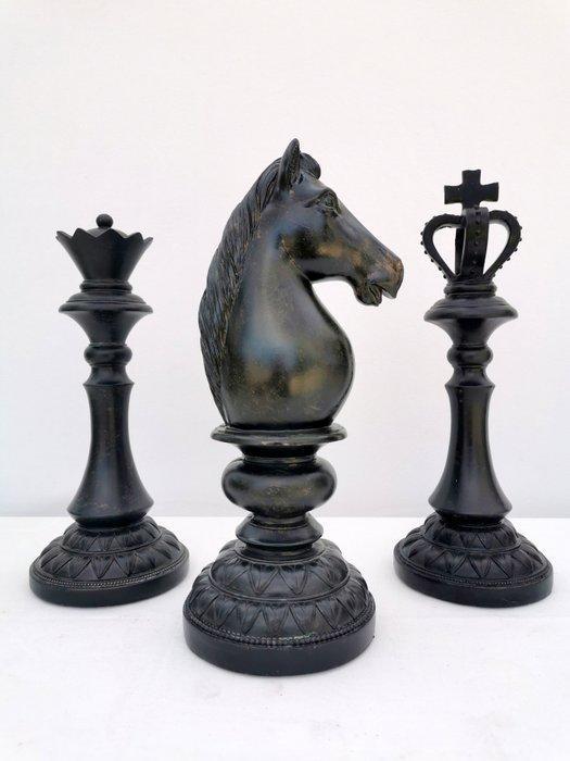 Beeld, 3 schaakstukken - 33 cm - Hars, Antiek en Kunst, Kunst | Designobjecten