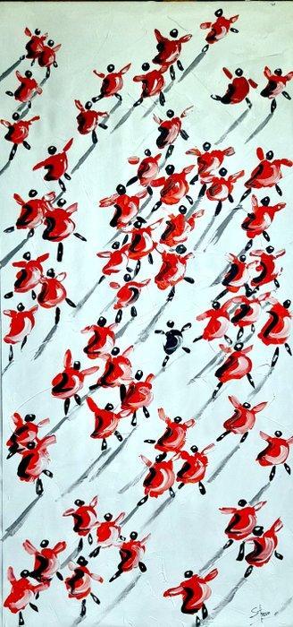 Giorgio Stocco - The climbers 73-opera unica, Antiek en Kunst, Kunst | Schilderijen | Modern