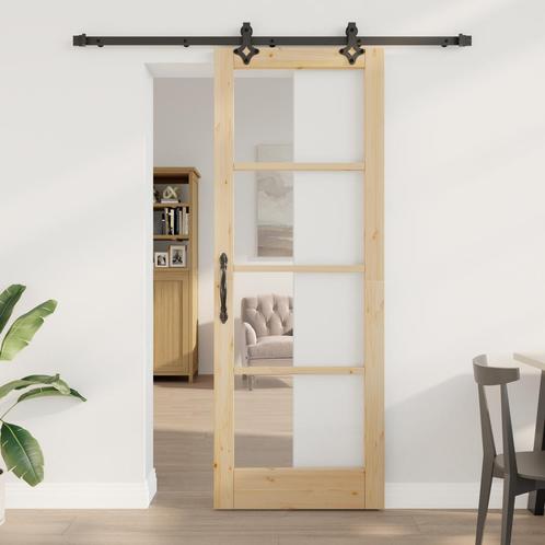 vidaXL Schuifdeur met Bevestigingsset ORKDALMassief Hout, Doe-het-zelf en Bouw, Deuren en Vliegenramen, Nieuw, Verzenden