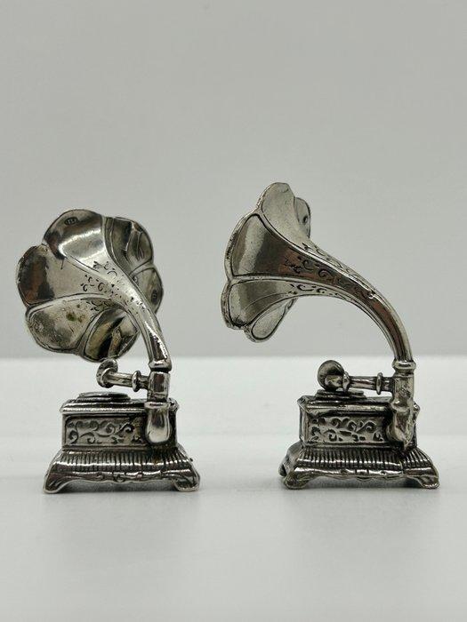 Manifattura italiana - Miniatuur beeldje - Grammofoni, Antiek en Kunst, Antiek | Zilver en Goud