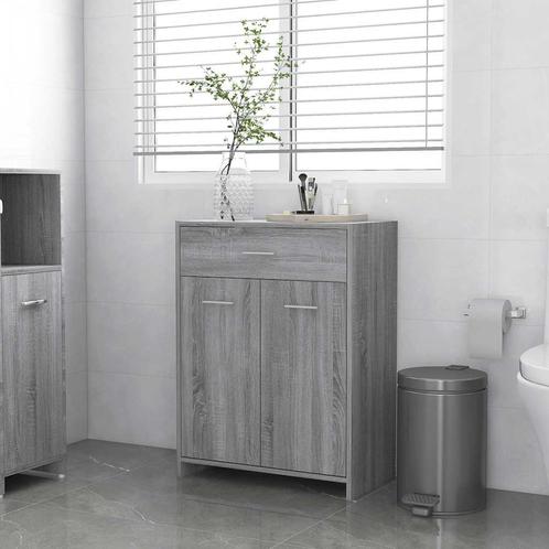 vidaXL Badkamerkast 60x33x80 cm bewerkt hout grijs sonoma, Huis en Inrichting, Badkamer | Badkamermeubels, Nieuw, Verzenden