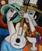 Yuri Denissov (1962) - Lovers with a Guitar, Antiquités & Art, Art | Peinture | Moderne