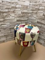 Pouf - Poggiapiedi avec tissu vintage Fornasetti - métal,, Antiek en Kunst