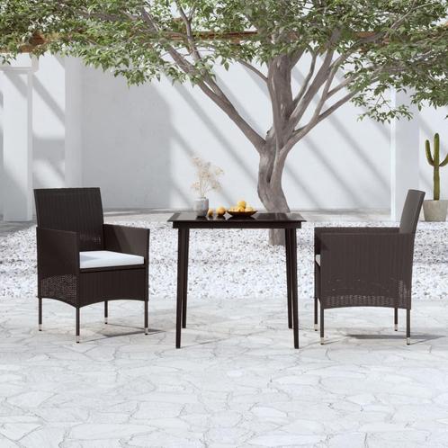 vidaXL 3-delige Tuinset met kussens zwart, Tuin en Terras, Tuinsets en Loungesets, Tuinset, Nieuw, Verzenden