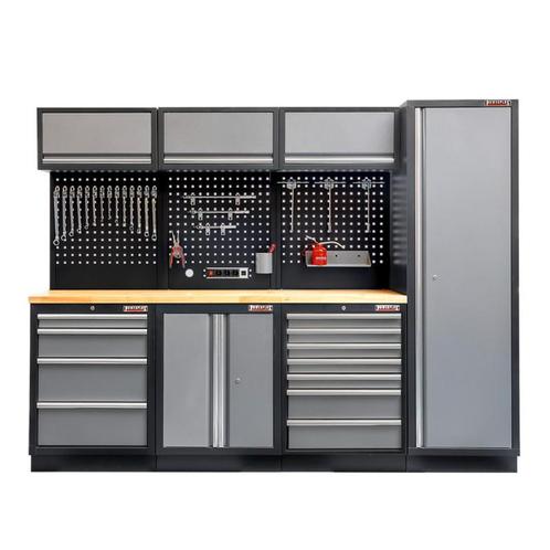 Werkbank set met hoge kast, gereedschapswand matzwart, 3 x, Doe-het-zelf en Bouw, Werkbanken, Ophalen of Verzenden