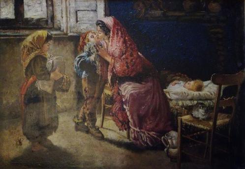 Italiaanse school (XX) - Scena amorevole (interno), Antiek en Kunst, Kunst | Schilderijen | Klassiek