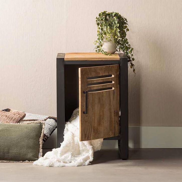 Nachtkastje Mangohout Tristan 45x66 cm, Huis en Inrichting, Slaapkamer | Nachtkastjes, Nieuw, Verzenden