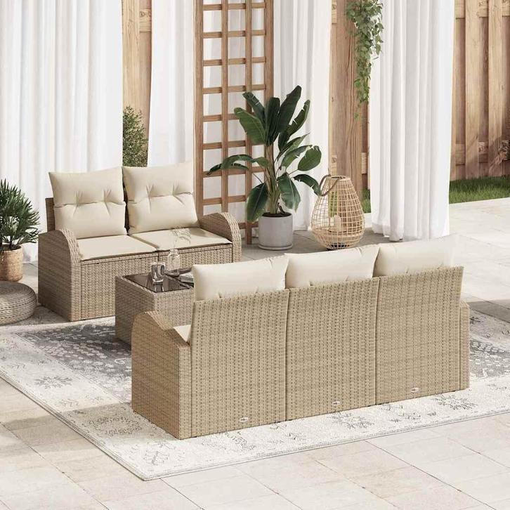vidaXL Tuinbank Set Beige 55 x 55 x 37 cm poly rattan, Tuin en Terras, Tuinsets en Loungesets, Nieuw, Verzenden