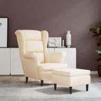 vidaXL Fauteuil met voetenbank fluweel crèmekleurig, Maison & Meubles, Fauteuils, Verzenden