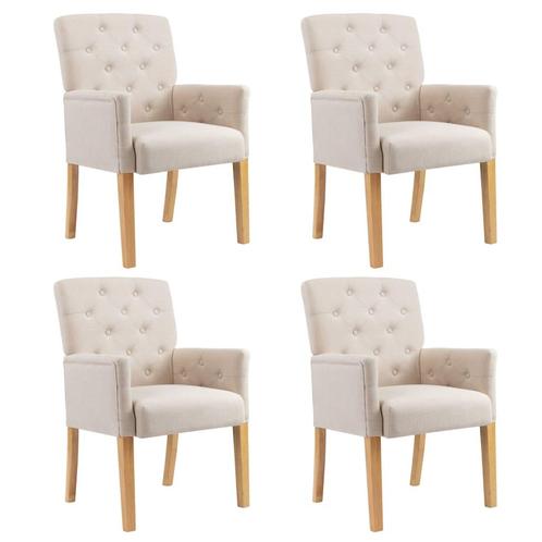 vidaXL Chaises à manger avec accoudoirs lot de 4 beige, Maison & Meubles, Chaises, Neuf, Envoi