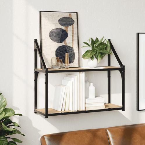 vidaXL Wandrek 2-laags 60x21x51 cm bewerkt hout sonoma, Huis en Inrichting, Kasten | Wandmeubels, Nieuw, Verzenden