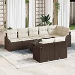 vidaXL Tuinbank Set 9 pcs Bruin Poly rattan, Verzenden, Nieuw