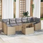 vidaXL Tuinbank Set met opslag 8 pcs Beige Poly rattan, Tuin en Terras, Verzenden, Nieuw