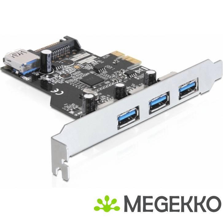 Delock 89301 PCI Express x1-kaart naar 3 x extern + 1 x, Informatique & Logiciels, Cartes réseau, Envoi