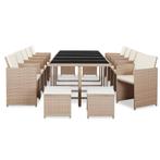 vidaXL 15-delige Tuinset met kussens poly rattan beige, Verzenden, Tuinset