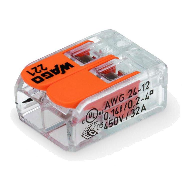 Wago 221-412 Verbindingsklem 2-Voudig 100 stuks, Auto-onderdelen, Elektronica en Kabels, Nieuw, Ophalen of Verzenden