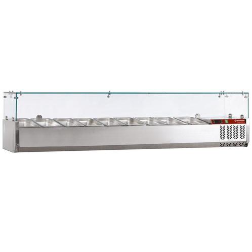 Gekoelde opzetstructuur 9x GN 1/3 - 150 mm, met glasopbouw, Zakelijke goederen, Horeca | Keukenapparatuur, Koelen en Vriezen, Verzenden