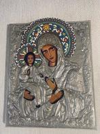 Icoon - Bewerkt metaal - Maria moeder van God, Antiquités & Art, Antiquités | Livres & Manuscrits