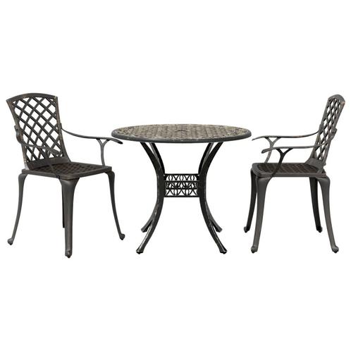 vidaXL 3-delige Bistroset gietaluminium bronskleurig, Tuin en Terras, Tuinsets en Loungesets, Nieuw, Verzenden