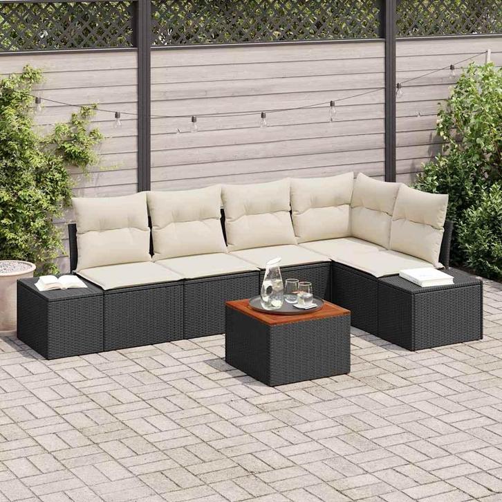 vidaXL Tuinbank Set 6 pcs Zwart en wit, Tuin en Terras, Tuinsets en Loungesets, Nieuw, Verzenden
