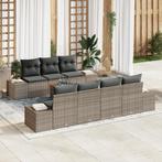 vidaXL 8-delige tuinbankset met kussens in grijs poly rattan, Tuin en Terras, Verzenden, Nieuw