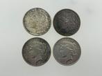 États-Unis. 1 Dollar 1900, 1921, 1922, 1923 (4 silver coins), Postzegels en Munten