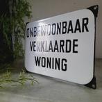Emaille Verbodsbord, Onbewoonbaar Verklaarde Woning, 1950 -, Antiek en Kunst