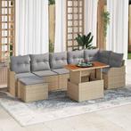 vidaXL Tuinbank Set met kussen met opslag 8 pcs beige en, Tuin en Terras, Verzenden, Nieuw