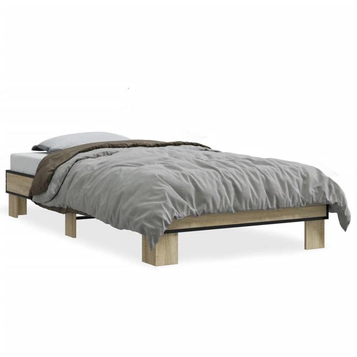 Bedframe Sonoma Eik | OP = OP | Metalen Poten, Huis en Inrichting, Slaapkamer | Bedden, 100 cm, 200 cm, Bruin, Nieuw, Eenpersoons