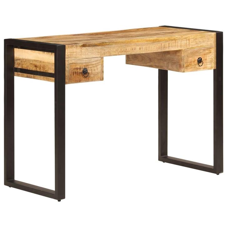 vidaXL Bureau met 2 lades 110x50x77 cm massief mangohout, Maison & Meubles, Bureaux, Envoi