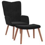 Relax! Zwarte Fluwelen Relaxstoel + Voetenbank: Startersp..., Verzenden, Nieuw, Minder dan 75 cm, 50 tot 75 cm