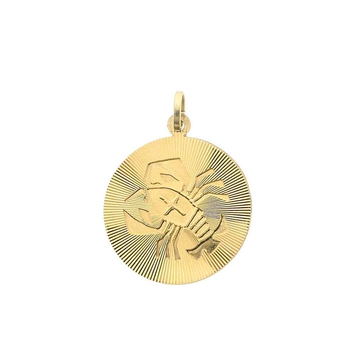 Gouden sterrenbeeld hanger; Kreeft (geelgoud, astrologie), Handtassen en Accessoires, Bedels, Gebruikt, Overige merken, Goud, Ophalen of Verzenden