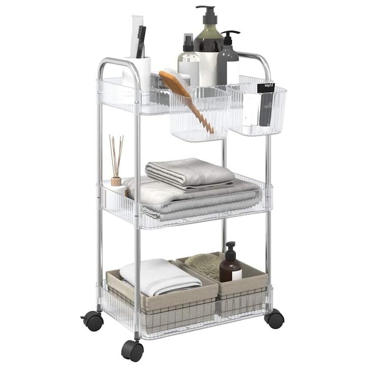 vidaXL Opbergtrolley 3-laags 37x28x68 cm acryl transparant, Doe-het-zelf en Bouw, Gereedschap | Handgereedschap, Nieuw, Verzenden