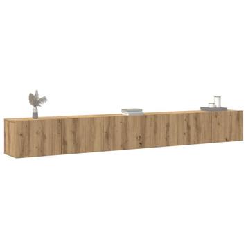 vidaXL 3-delig Tv-meubelset wandmontage bewerkt hout, Verzenden
